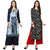 Saadhvi Blue and Black Crepe Striped Pack of 2 Kurtas