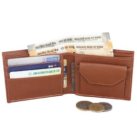 JSN Pure Leather Wallet/Purse Men Genuine Leather Wallet/Pure for Gents Stylish Leather Tri-Fold Wallet/Purse for ManTan