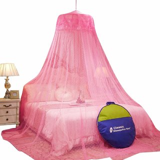                       Classic Mosquito Net Polyester Hanging King Size,Double Bed Mosquito Net (Pink)                                              