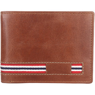 Men Tan Genuine Leather Wallet 3 Card Slots
