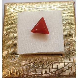 Moonga Gemstone Natural 5 Carat Original Triangle Red Coral Stone Certified Lab Astrological Ceylonmine