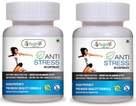 Vringra Anti Stress Capsules - Anti Stress Reliever - Anti Stress Supplements - Anti Stress Pills 120 Cap (Pack of 2)