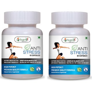                       Vringra Anti Stress Capsules - Anti Stress Reliever - Anti Stress Supplements - Anti Stress Pills 120 Cap (Pack of 2)                                              