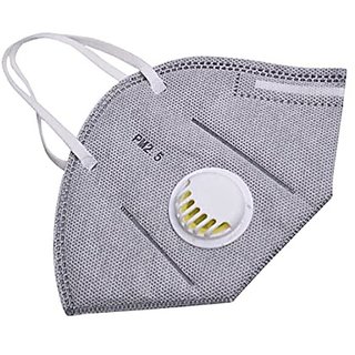                       High Flitration Capicity 5 Layered Medical  Anti Pollution Face Mask With Breathing Valve And Cleaner(Pack Of 5)                                              