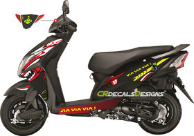 CR Decals Honda DIO Custom Bike Decals/ Wrap/ Stickers VR46 SHARK EDITION Kit- RED