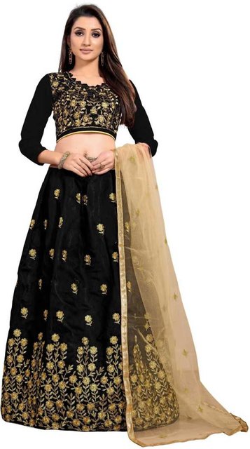 Buy Green floral crop top w/ front zip and bandhani chiffon lehenga Online  @ ₹1499 from ShopClues