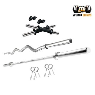 Buy Sporto Combo Home Gym Set 30kg Weight 3 Feet Zigzag Rod All Gym Accessories Online Get 71 Off