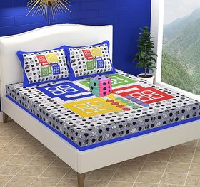 HomeStore-YEP Gaming Bedsheet 152 TC Cotton Double Bedsheet with 2 Pillow Covers for Kids Room
