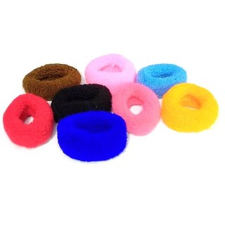 Unique Small Thick Rubber bands Cotton Thread Extra Soft Bun Ponytail Holders Multi Colored Pack of 8