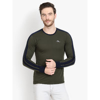 Men Olive Solid Full Sleeve Casual T Shirt