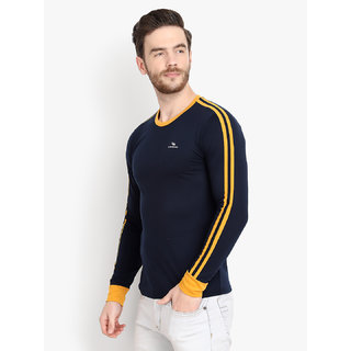 Buy Men Navy Solid Round Neck Full Sleeve T-Shirt Online @ ₹399 from ...