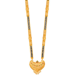                       RADHEKRISHNA golden color alloy material beautiful long fold over head 24 inch mangalsutra                                              