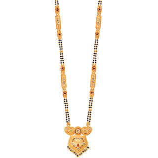                       RADHEKRISHNA golden color alloy material beautiful long fold over head 24 inch mangalsutra                                              