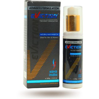 EVICTION Natural Hair Inhibitor Cream- Permanent Reduction of Unwanted Body  Face Hair for Men  Women 100gm