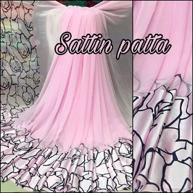Meia Satin Printed Georgette Patta Sarees With Blouse