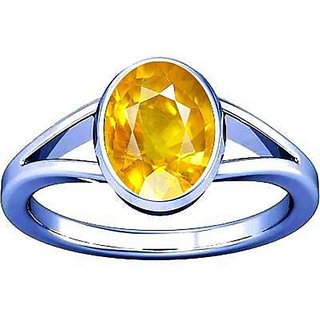                       pukhraj ring natural  unheated yellow sapphire silver ring 5.00 carat stone ring by CEYLONMINE                                              
