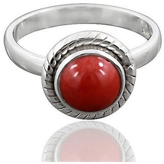                       coral ring original gemstone moonga silver ring for unisex by CEYLONMINE                                              
