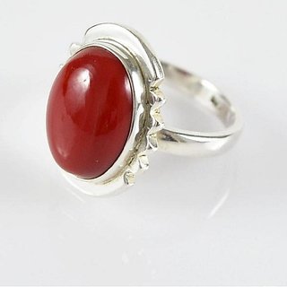                       Moonga stone ring original  certified gemstone coral silver ring for astrological purpose                                              