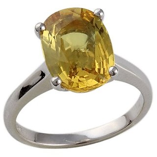                       original yellow sapphire ring lab certified pushkar/ pukhraj silver ring 6.25 ratti for unisex                                              