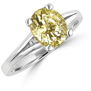                       certified yellow sapphire ring natural  original gemstone 5.25 carat pukhraj silver ring for unisex by CEYLONMINE                                              
