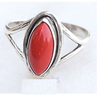                       Coral ring 5.00 carat moonga gemstone precious  beautiful silver ring for men  women                                              