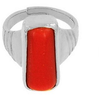                       Natural Coral silver ring original & certified gmstone moonga ring for men by CEYLONMINE                                              
