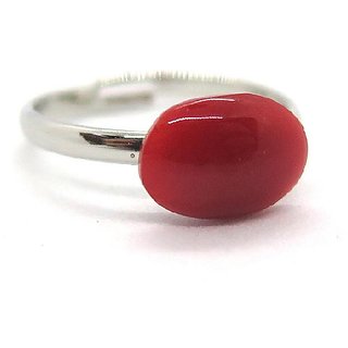                       coral ring original  precious gemstone moonga silver ring 6.25 ratti for astrological purpose by CEYLONMINE                                              
