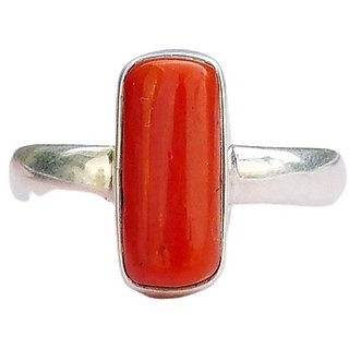                       Coral ring 7.25 ratti gemstone original & certified proble stone silver ring for unisex                                              