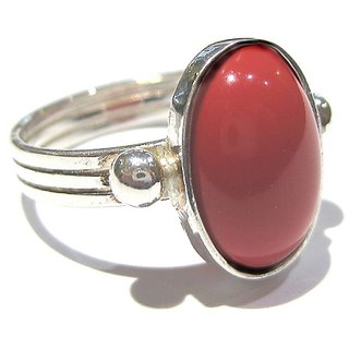                       original moonga silver ring 5.25 carat red coral stone silver ring for women & men by CEYLONMINE                                              