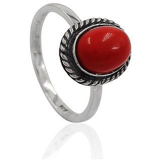                       Munga stone silver ring natural & certified coral precious stone silver ring for unsiex                                              