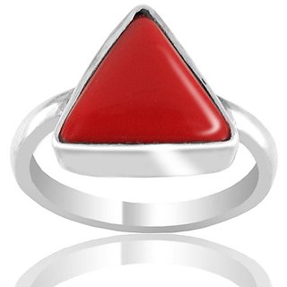                       red coral stone ring original & lab certified gemstone silver ring for unisex                                              