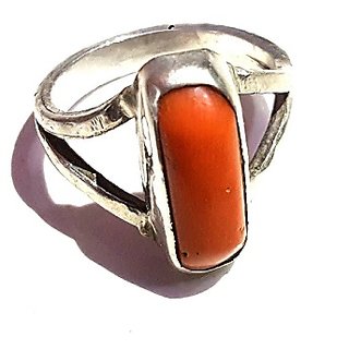                       Red munga silver ring 7.00 ratti original & Certified gemstone coral for mon & women by CEYLONMINE                                              