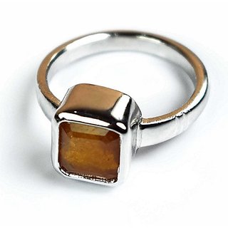                       original yellow sapphire /pukjraj ring lab certified gemstone pushkar silver ring for unisex                                              