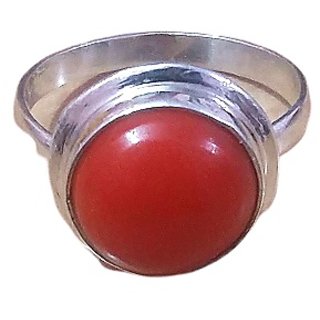                       red coral stone ring original  lab certified gemstone silver ring for unisex                                              