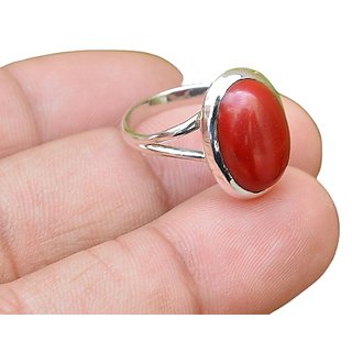                       Red Moonga ring original  lab certified coral gemstone 5.25 ratti for unisex                                              