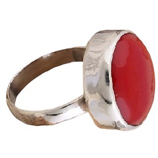                       munga silver ring natural  beautiful red coral gemstone ring 4.25 carat stone by CEYLONMINE                                              