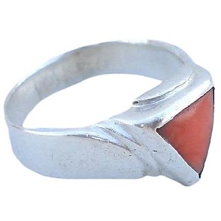                       red coral silver ring lab certified gemstone moonga/munga beautiful ring for unisex                                              