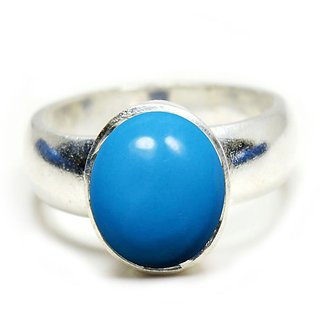                       Firoza silver ring natural & original  turquoise semi precious gemstone silver ring for unisex                                              