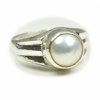                       pearl silver ring natural moti gemstone 5.00 carat ring for men & women by CEYLONMINE                                              