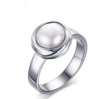                       Pearl silver ring original  natural gemstone moti 6.00 carat for unsiex by CEYLONMINE                                              