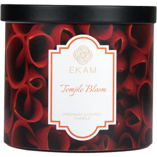 EKAM 3 Wick Jar Scented Candle - Fragrance Temple Bloom  Net Weight 341gms  Burn Time 35hrs