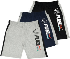 JET LYCOT Men's Pure Cotton Fuel Print Shorts (Pack of 3)