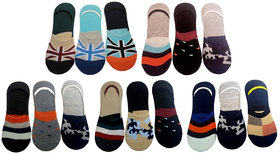 VOICI France Mens Cotton Multicolored Loafer No show Socks Free Size Pack of 15