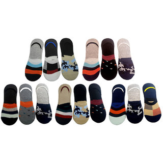 VOICI France Mens Cotton Multicolored Loafer No show Socks Free Size Pack of 15