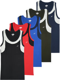 JET LYCOT Men's 100 Combed Cotton Rib Fabric Blaze Gym Vest Pack of 5