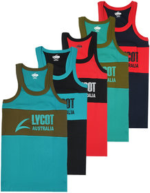 JET LYCOT Men's 100 Combed Cotton Rib Fabric Bullet Gym Vest Pack of 5