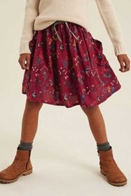 Printed Flared Maroon Skirt for girls