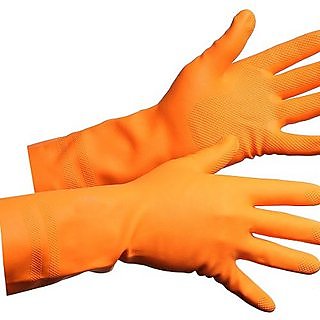 Green Home FERRA Multipurpose Non-Slip Rubber Reusable Gardening Dishwashing Scrubbing Cleaning Gloves, Orange 1 pair