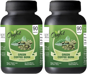 Orgfit Green Coffee Bean Extract for Weight Loss/Fat Burner 800 mg - 90 Veg Capsules (Pack of 2)