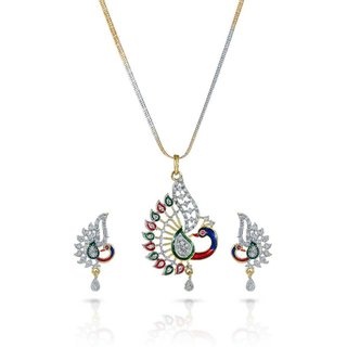 Hetprit Brass Gold Plated Pendent Set For Woman
